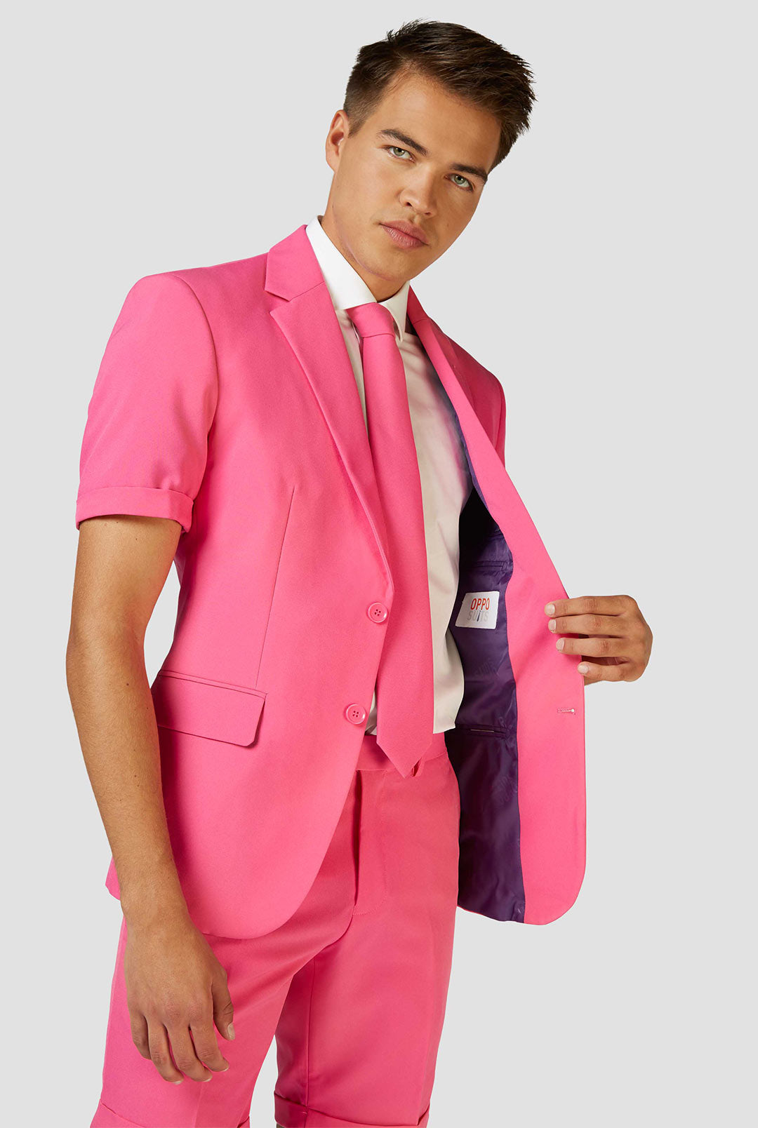 mens pink dress shorts Men's Pink 2 Piece Suit with Shorts Summer Wedding Party Suit For Men