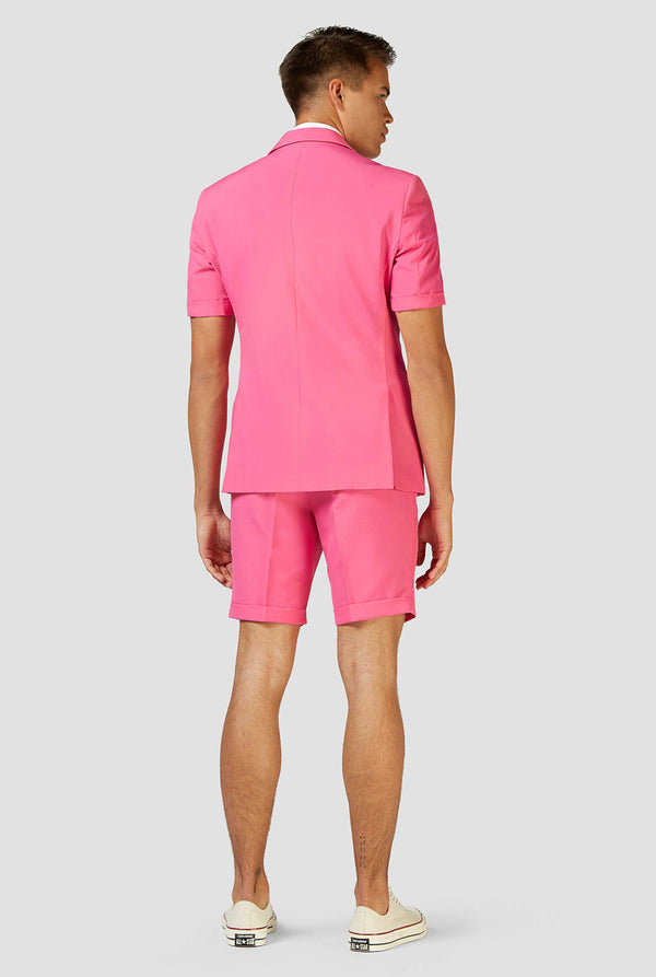 Man wearing pink summer suit