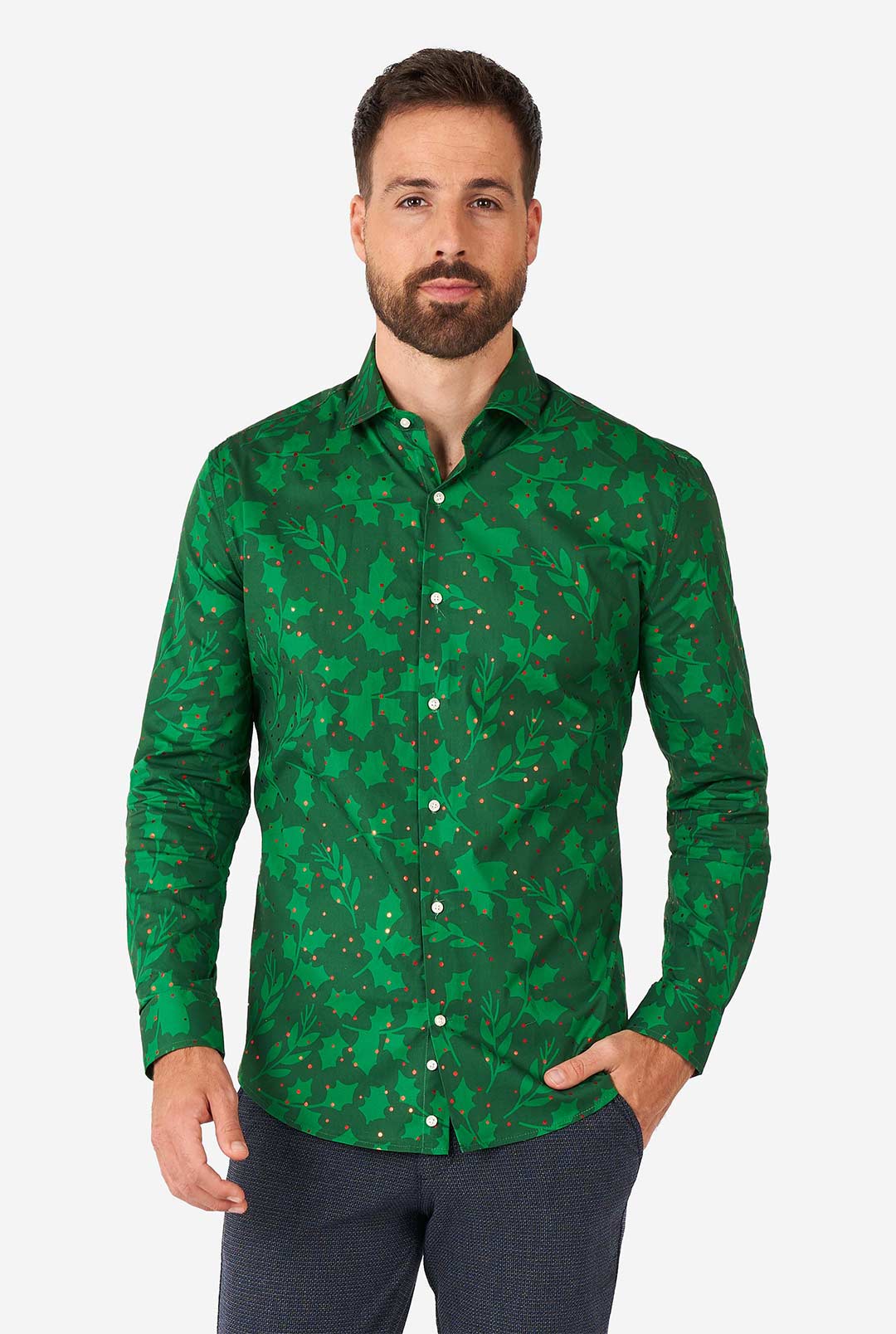 open lace back dress OppoSuits Men's Bright Berry Long Sleeve Shirt, Green, Medium, Cotton