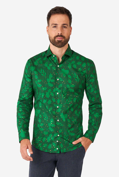 christmas green mens dress shirt OppoSuits Men's Bright Berry Long sleeve Shirt, Green, Medium, Cotton