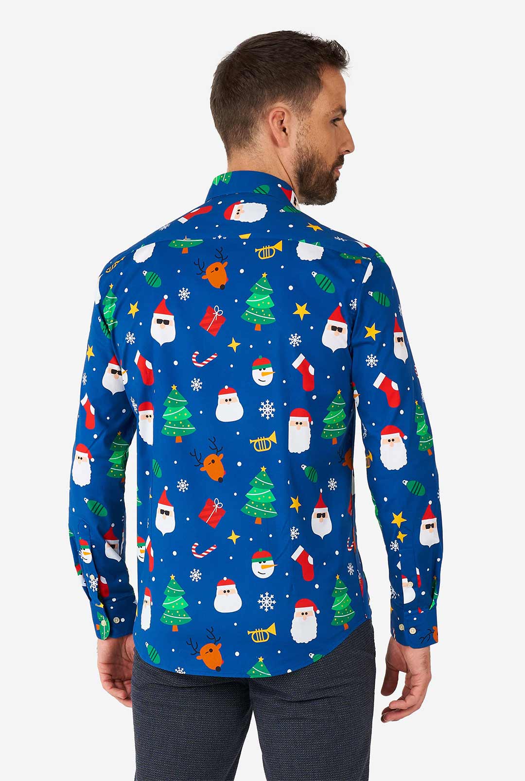 holiday dress shirts men OppoSuits Men's Festivity Blue Long sleeve Shirt, Medium, Cotton Plus Size Fit and RzStyle: Natasha Butter Yellow Polka Dot Dress Show up at the Color:Silver/Gray
