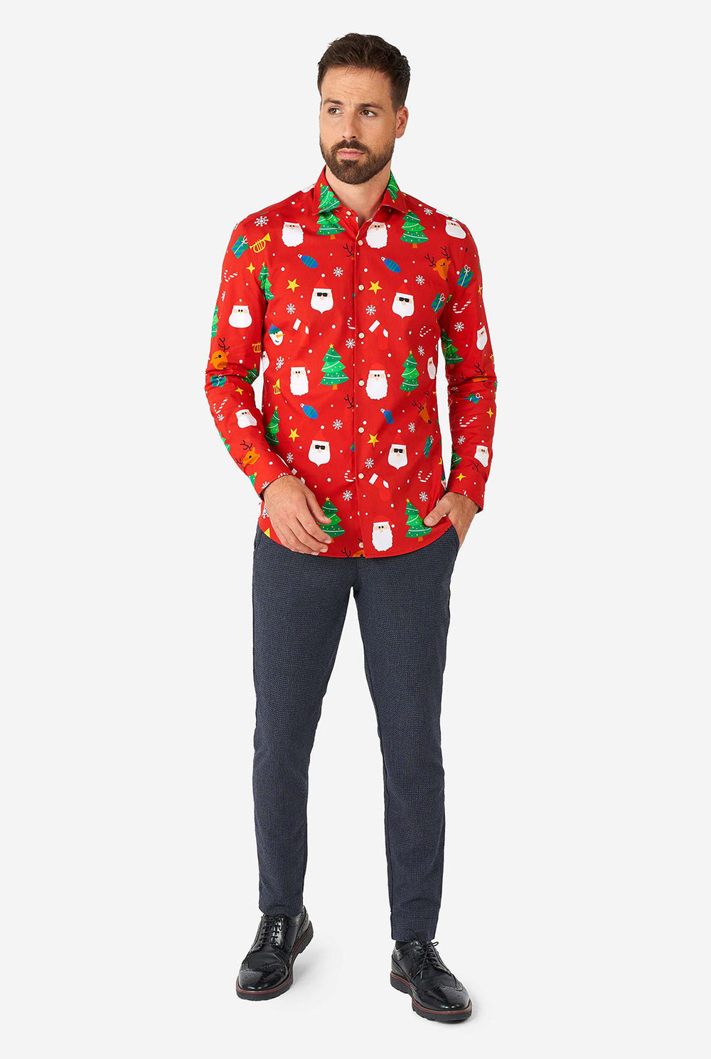 men's dress shirt for christmas party Festivity Red Shirt | Men's Christmas Shirt