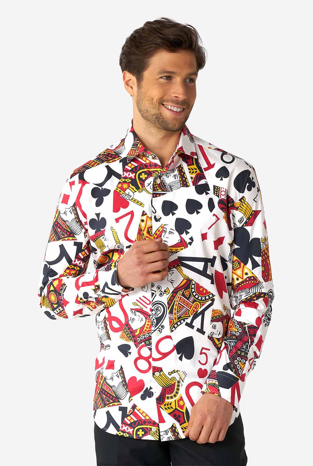 OppoSuits Men's King of Clubs Long Sleeve Shirt, Small, Cotton