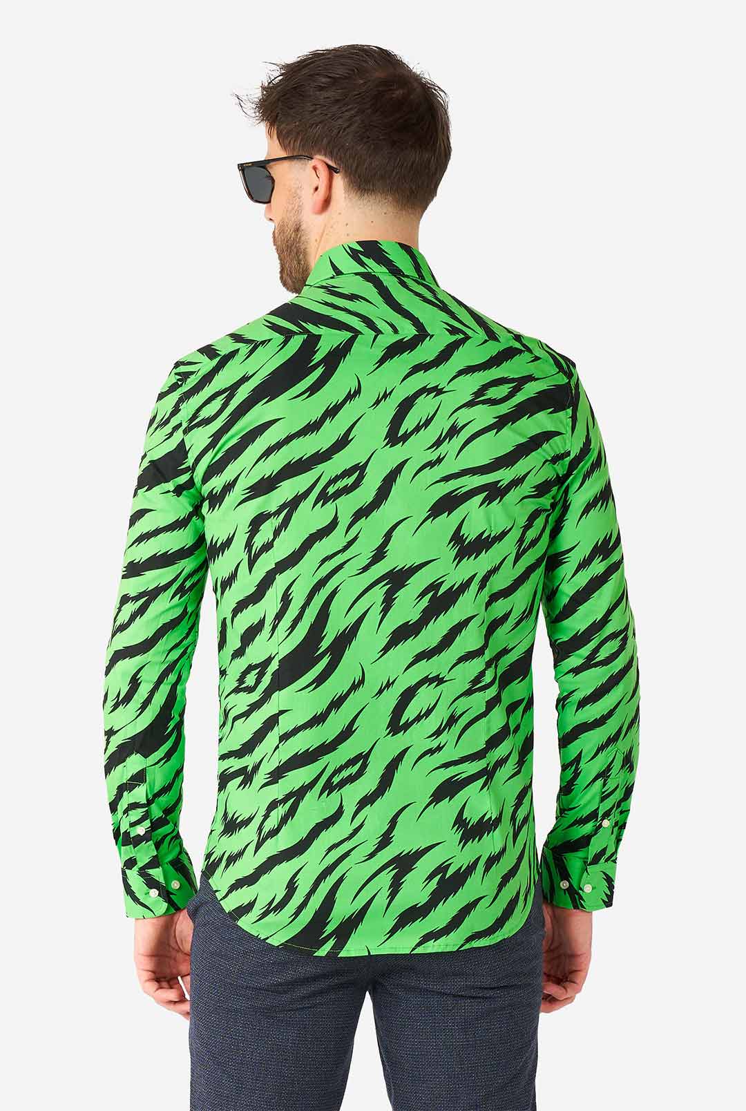 black and green dress shirt Navy & Green Patterned Long Sleeve Dress Shirt by BESPOKE MODA