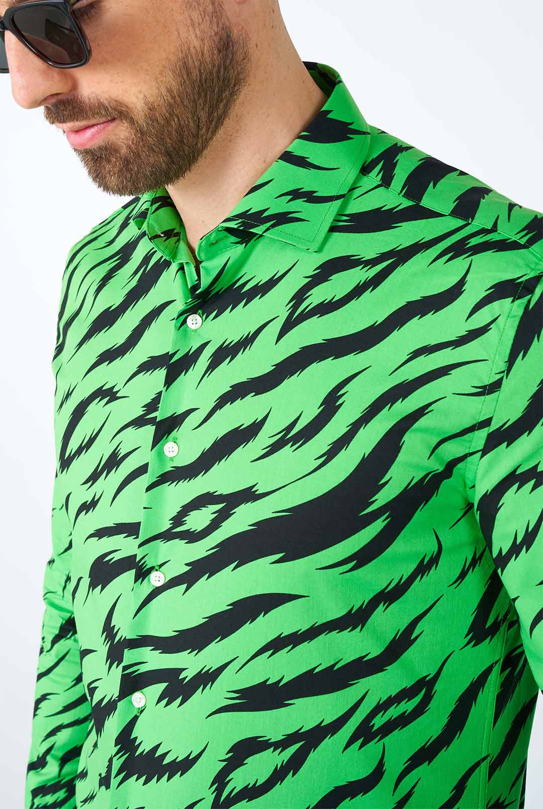 OppoSuits Men's Shirt LS Wild Animal, Green, Medium, Cotton OppoSuits Men's Shirt LS Wild Animal, Green, Medium, Cotton