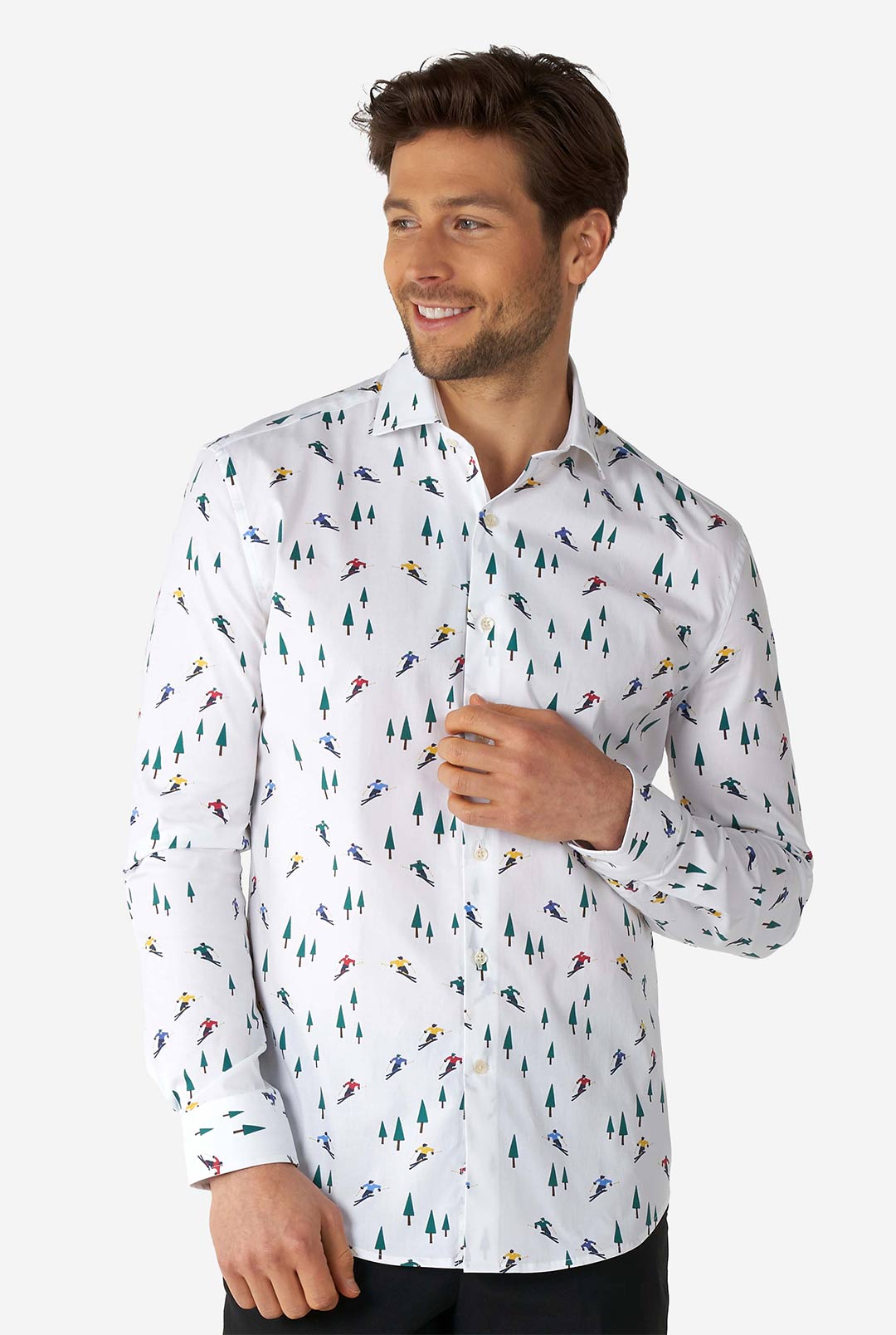 OppoSuits - Winter Sprinter - White Long Sleeve Christmas Shirt