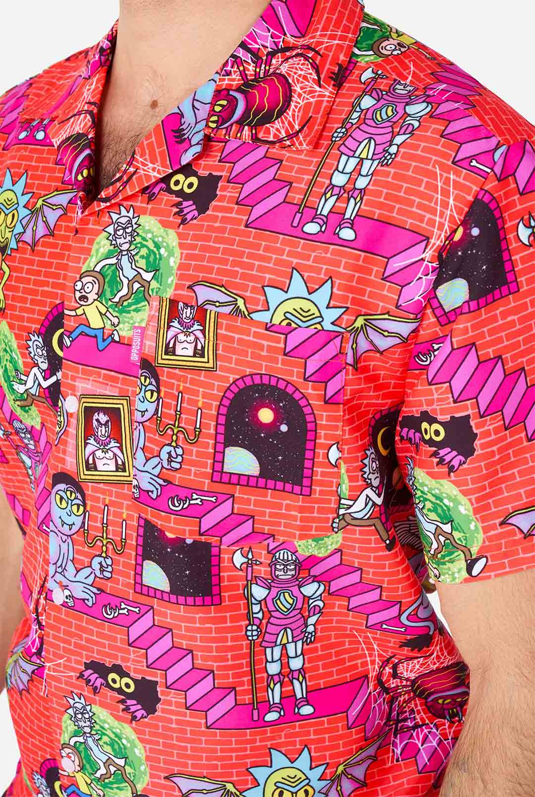 rick and morty dress shirt Adult Swim Rick & Morty Mens Juniors Medium 100% Cotton Collared Pickle Rick