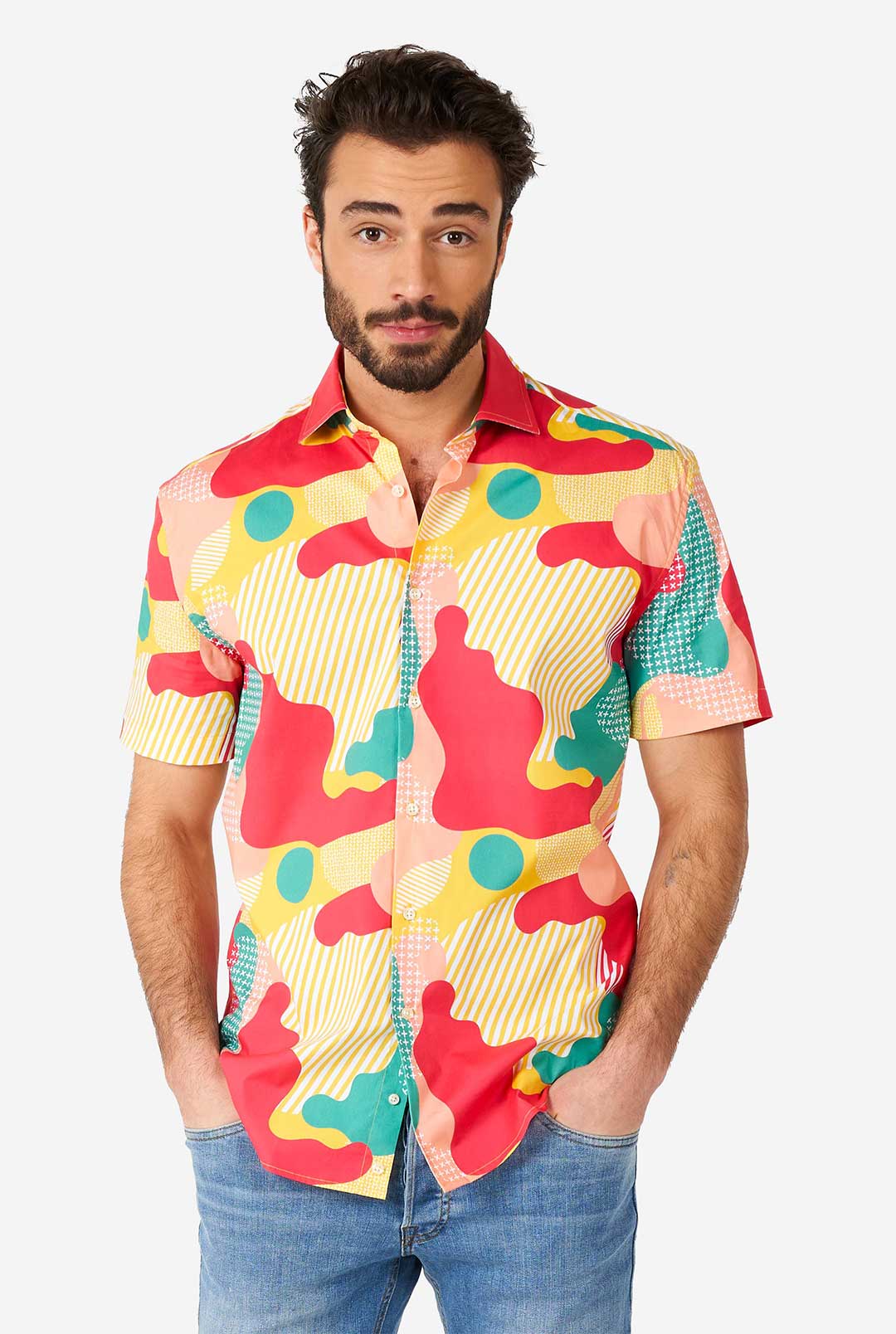 mens coral colored dress shirts Coral Camo Summer | Short Sleeved Men's Shirt