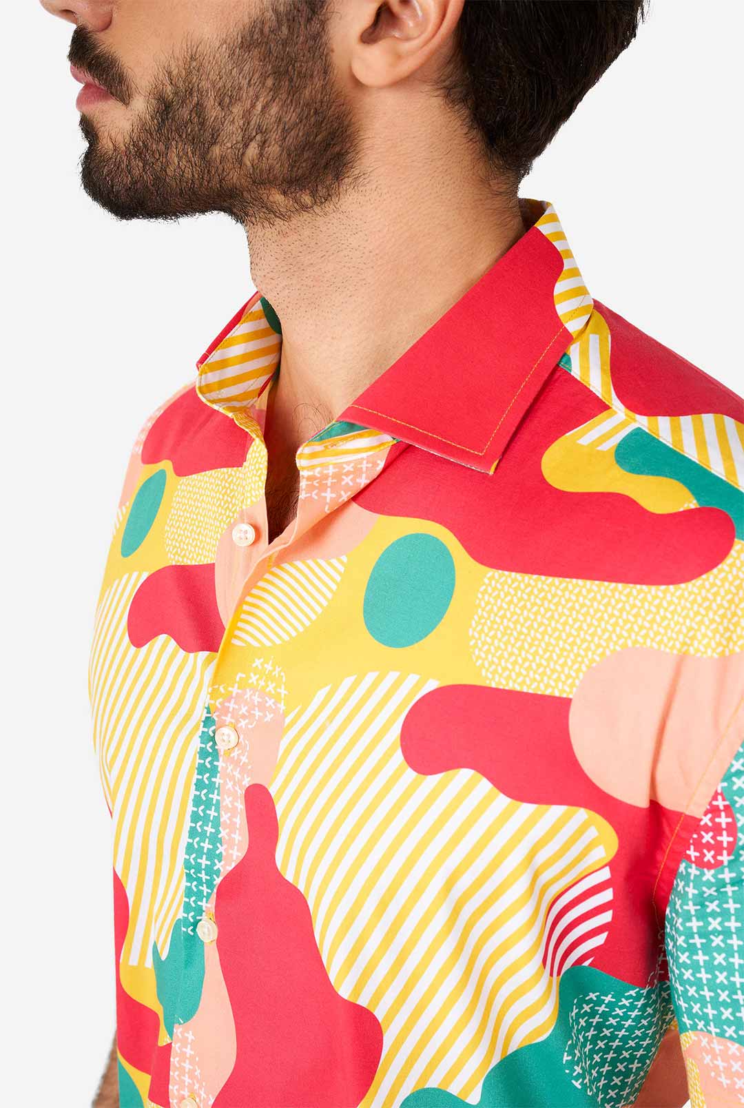mens coral dress shirt Coral Camo Summer | Short Sleeved Men's Shirt
