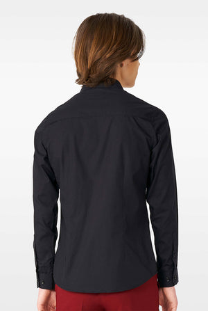 Teen wearing black dress shirt