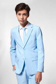 Teen wearing light blue formal suit