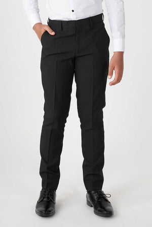 Teen wearing black tuxedo