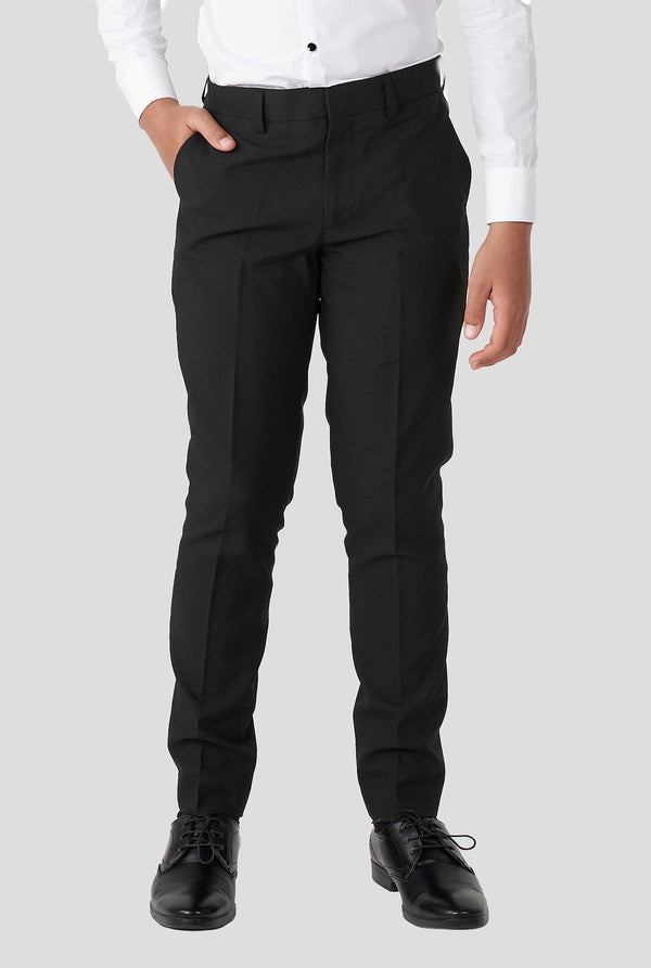 Teen wearing white and black tuxedo