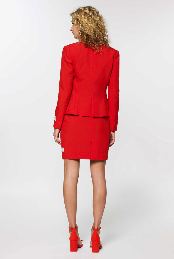 red dress suits for women Red Belted Jacket & Wide Leg Pants Suit