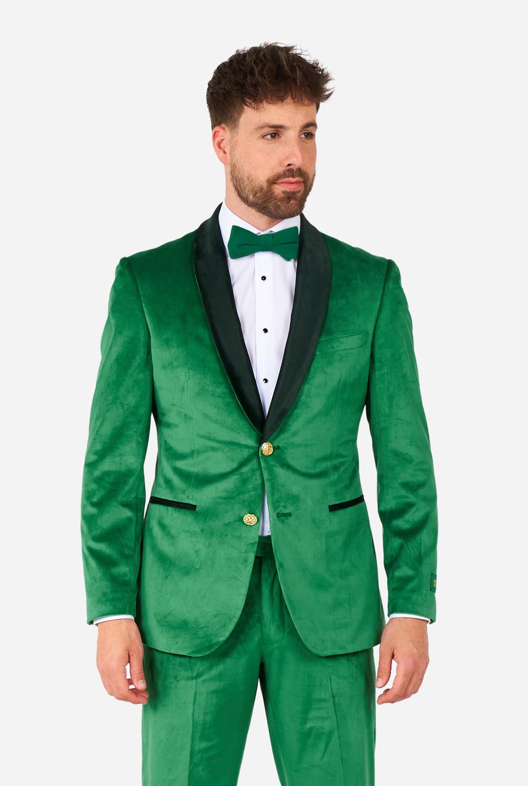 OppoSuits Men's Velvet Verdant 2 Piece Tuxedo + Bow Tie, Green, 48