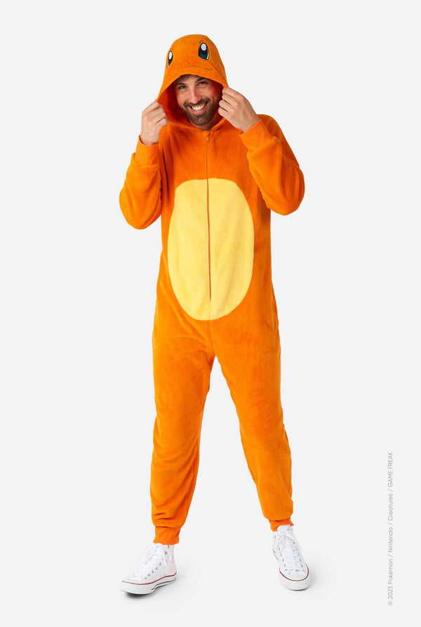 Man wearing Pokemon Charmander Unisex onesie
