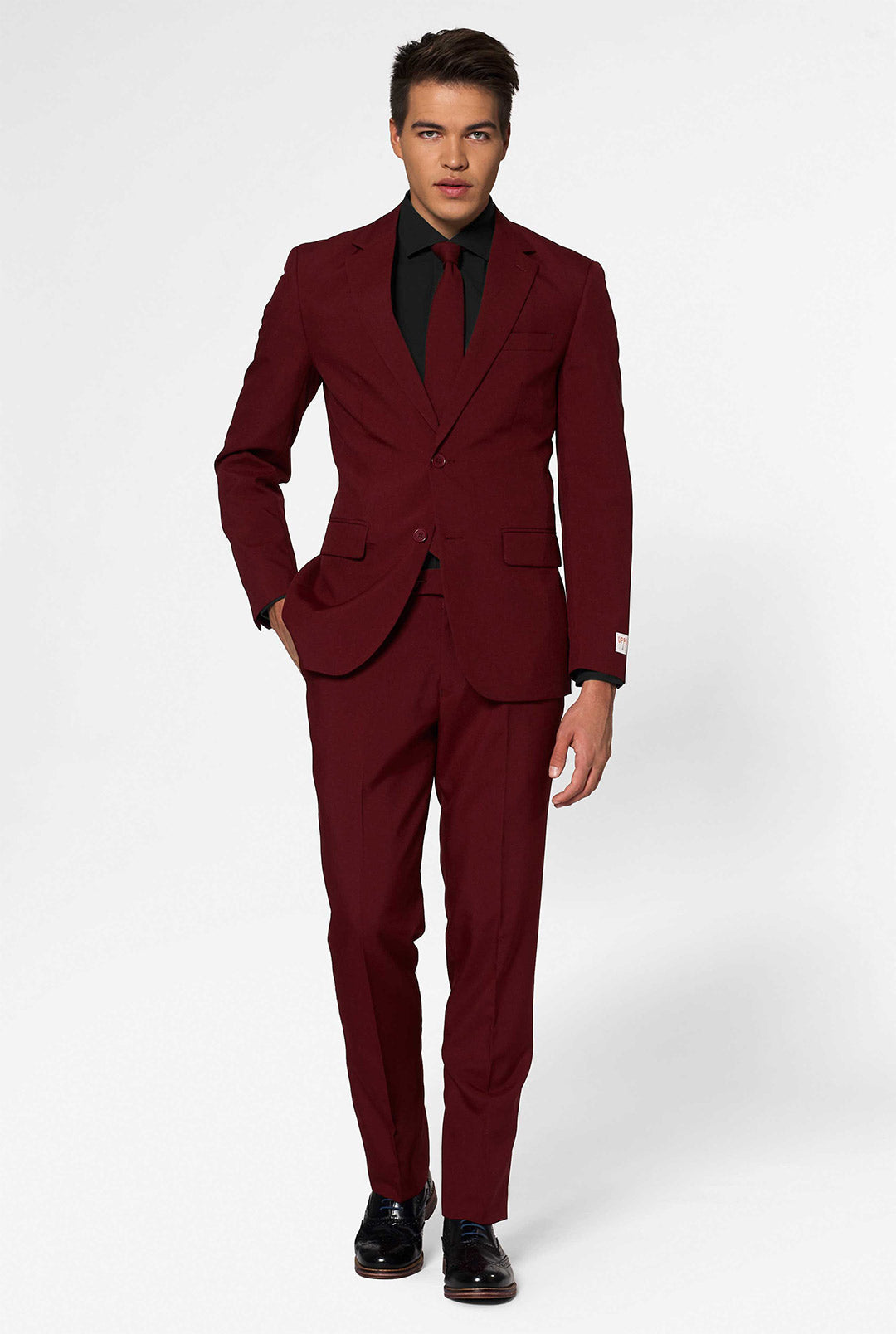 burgundy color dress for men OppoSuits - Blazing Color:Dusty Lilac pocket square SubCat:Party-Dress Fresco Brown Wool Pants